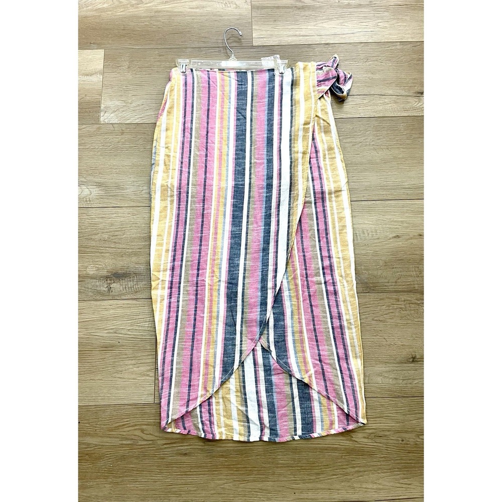 Free People Aubrey Sarong Wrap Midi Skirt Striped Multicolor NWOT Size 8
